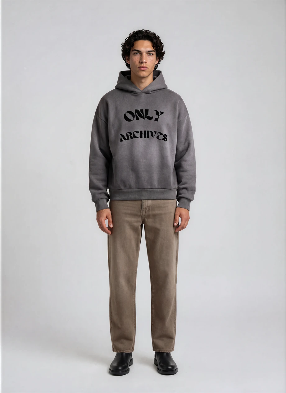 VINTAGE ONLY ARCHIVES HOODIE (WASHED GREY)