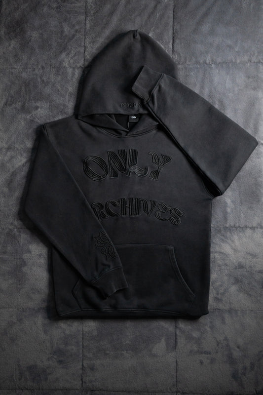 AGED ONLY ARCHIVES HOODIE (JET BLACK FADED)